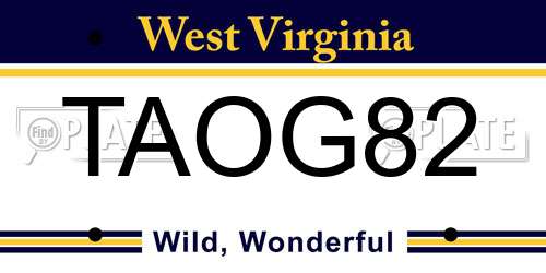 TAOG82 West Virginia License Plate