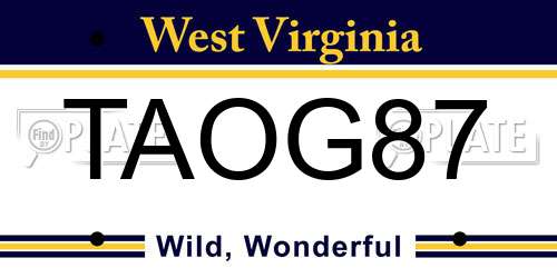 TAOG87 West Virginia License Plate