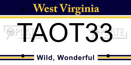 TAOT33 West Virginia License Plate