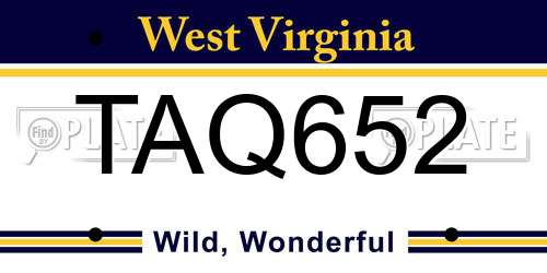 TAQ652 West Virginia License Plate