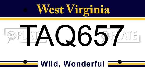 TAQ657 West Virginia License Plate