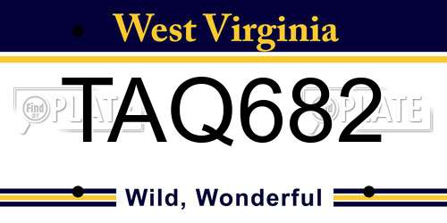 TAQ682 West Virginia License Plate
