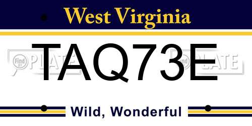 TAQ73E West Virginia License Plate