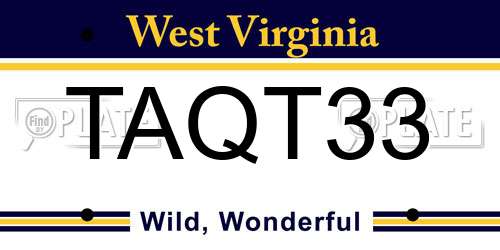 TAQT33 West Virginia License Plate