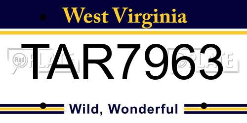 TAR7963 West Virginia License Plate