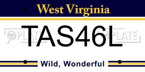 TAS46L West Virginia License Plate