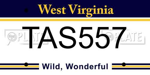 TAS557 West Virginia License Plate
