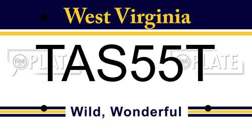 TAS55T West Virginia License Plate