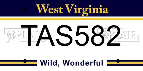 TAS582 West Virginia License Plate