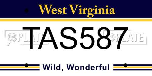 TAS587 West Virginia License Plate