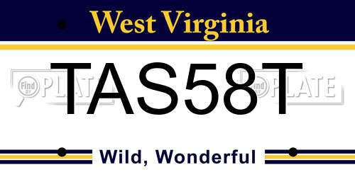 TAS58T West Virginia License Plate