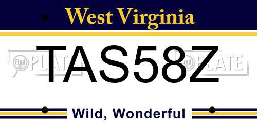 TAS58Z West Virginia License Plate