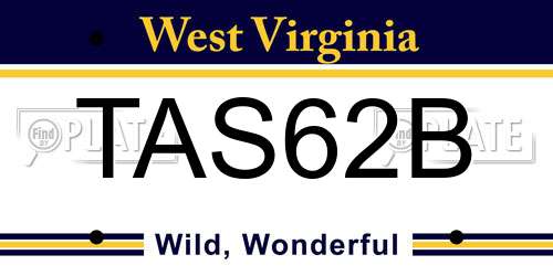 TAS62B West Virginia License Plate