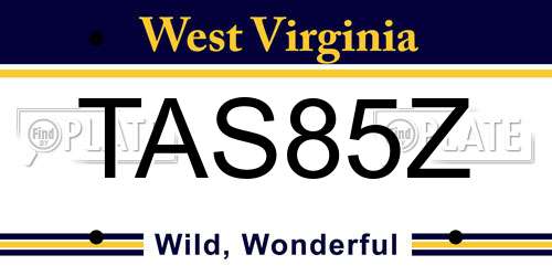 TAS85Z West Virginia License Plate
