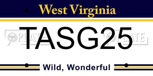 TASG25 West Virginia License Plate