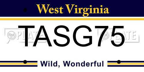 TASG75 West Virginia License Plate