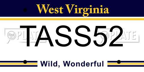 TASS52 West Virginia License Plate