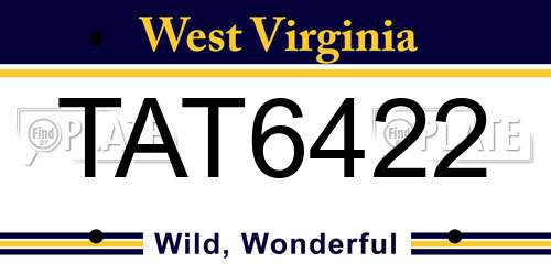 TAT6422 West Virginia License Plate