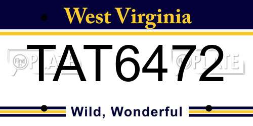 TAT6472 West Virginia License Plate