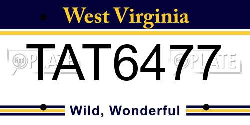 TAT6477 West Virginia License Plate