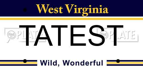 TATEST West Virginia License Plate