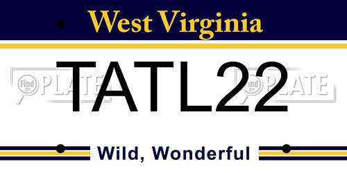 TATL22 West Virginia License Plate