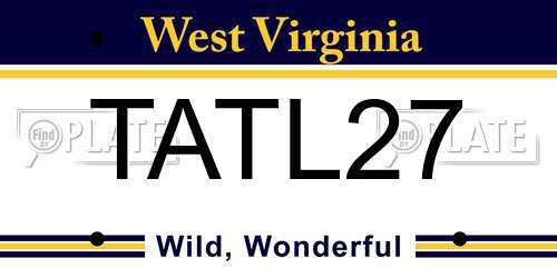 TATL27 West Virginia License Plate