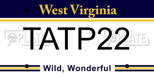 TATP22 West Virginia License Plate