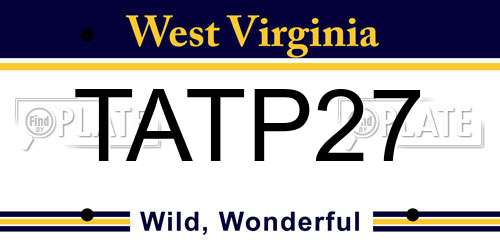 TATP27 West Virginia License Plate