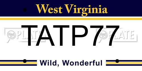 TATP77 West Virginia License Plate