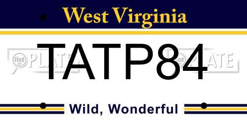 TATP84 West Virginia License Plate