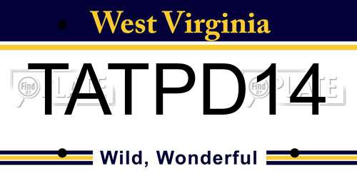 TATPD14 West Virginia License Plate