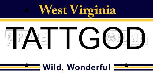 TATTGOD West Virginia License Plate