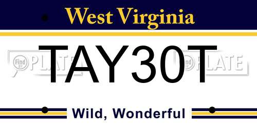 TAY30T West Virginia License Plate