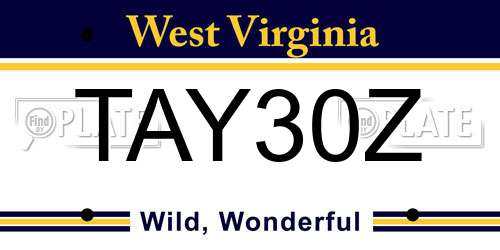 TAY30Z West Virginia License Plate