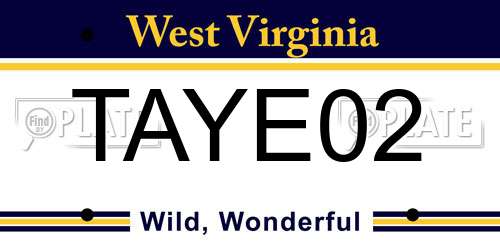 TAYE02 West Virginia License Plate