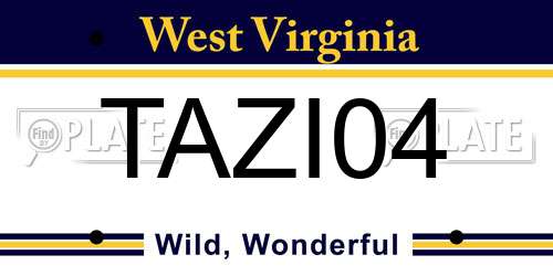 TAZI04 West Virginia License Plate