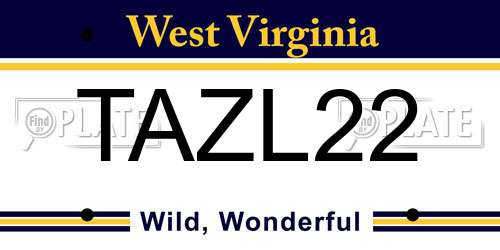 TAZL22 West Virginia License Plate