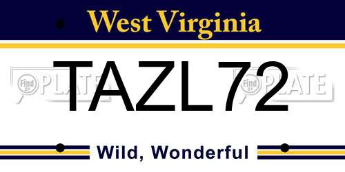 TAZL72 West Virginia License Plate