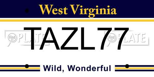 TAZL77 West Virginia License Plate