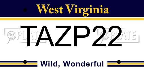 TAZP22 West Virginia License Plate