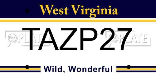 TAZP27 West Virginia License Plate