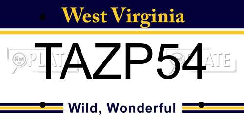 TAZP54 West Virginia License Plate