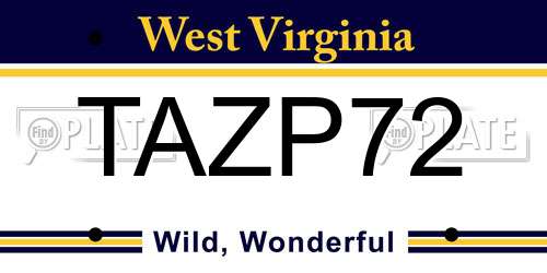 TAZP72 West Virginia License Plate