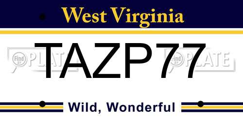 TAZP77 West Virginia License Plate