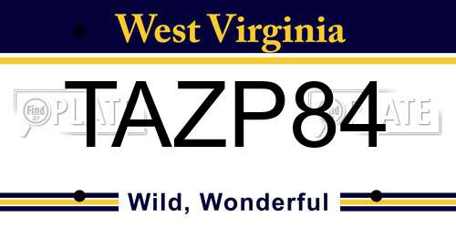 TAZP84 West Virginia License Plate