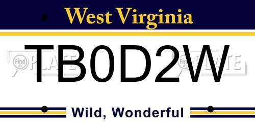TB0D2W West Virginia License Plate
