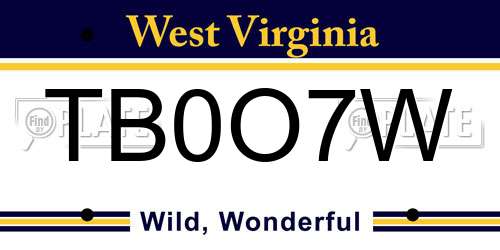 TB0O7W West Virginia License Plate