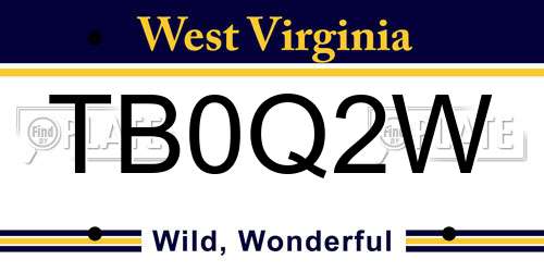 TB0Q2W West Virginia License Plate