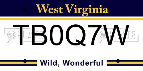 TB0Q7W West Virginia License Plate